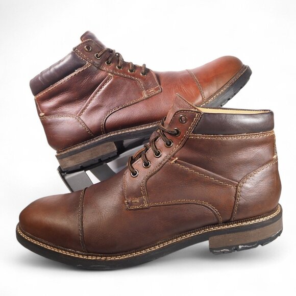 Johnston & Murphy Eaton Cap Toe Leather Chukka Boots Men's 12M Brown 59-1373 - Picture 1 of 11